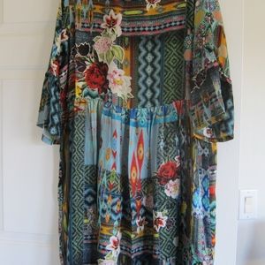 Johnny Was silk dress w/sleeves empire waist